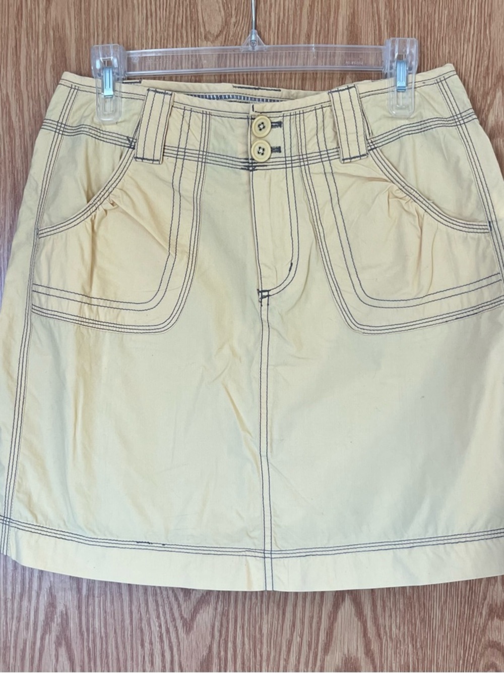 Adventura Yellow Utility Mini Skirt w/ Gray Stitching 100% Organic Cotton Sz 6